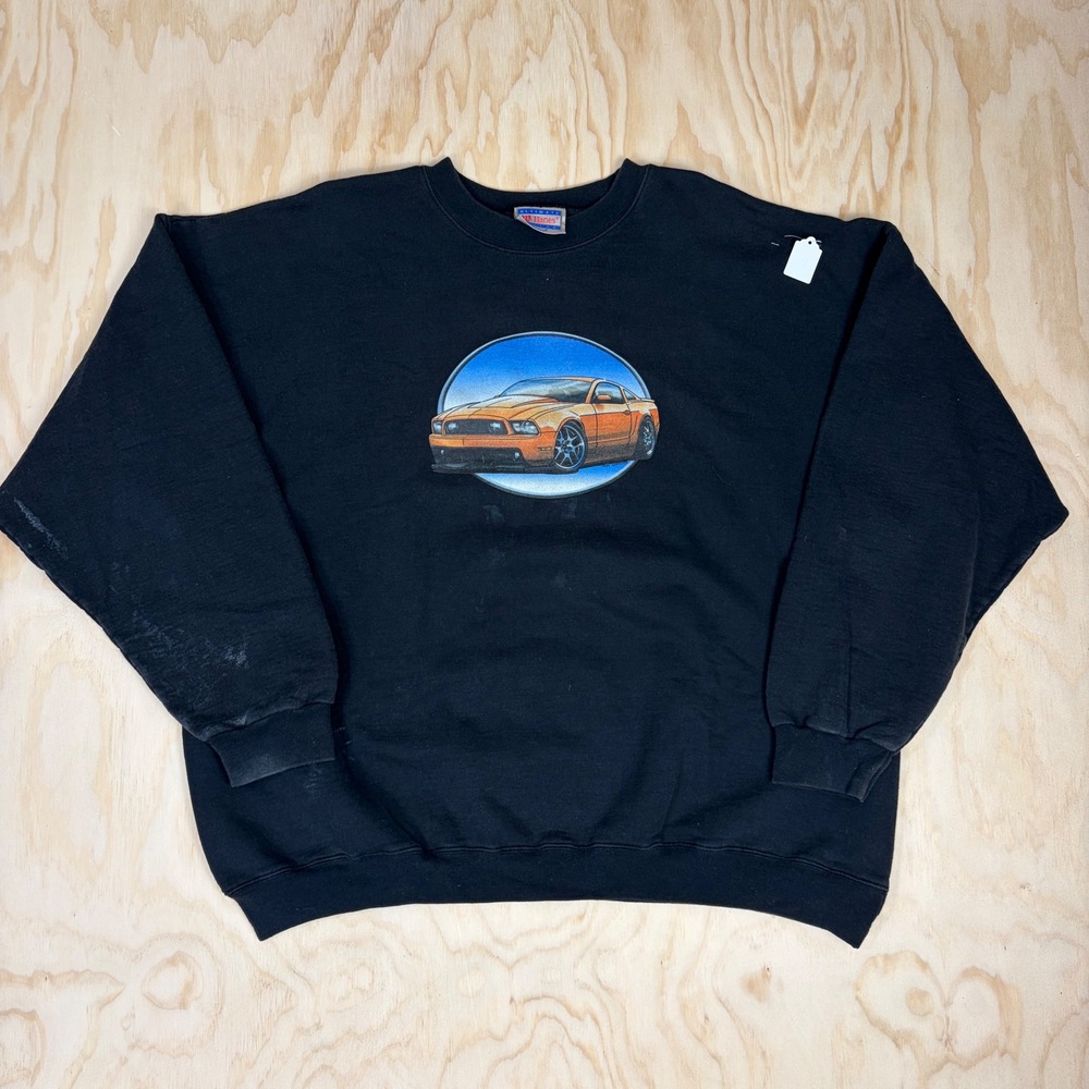 Hanes Ultimate Cotton Ford Mustang Graphic Sweatshirt Black Mens 2XL Crewneck